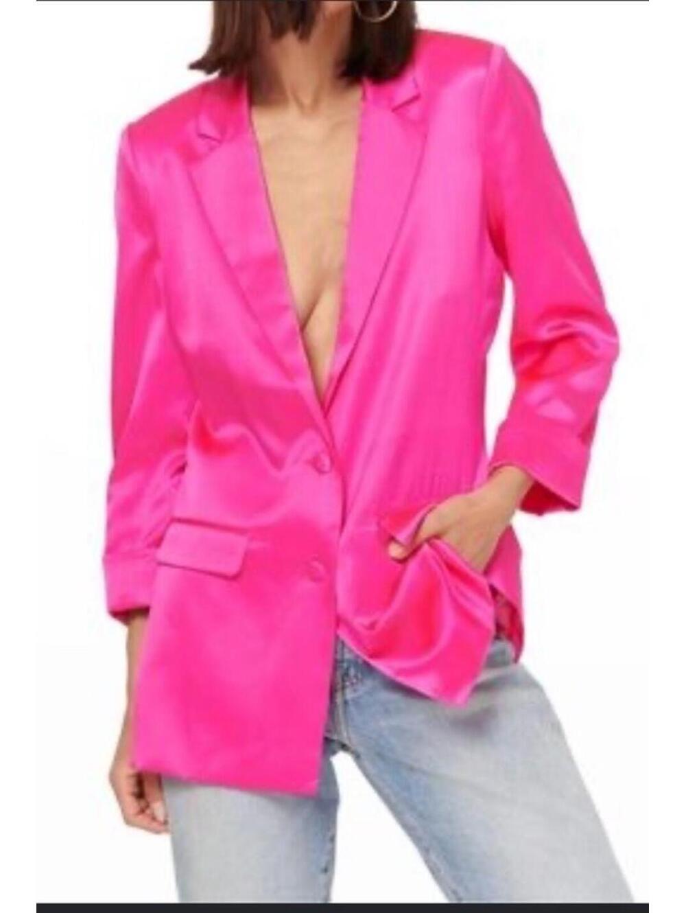 Cami NYC Silk Relaxed Owen Blazer In Neon Pink. Size Medium. Retail $365